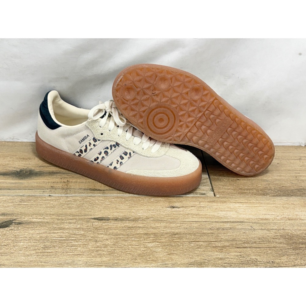 Adidas Samba XLG Wonder White Leopard Print Platform Sneakers IE0858 woman’s 7 - Picture 4 of 9